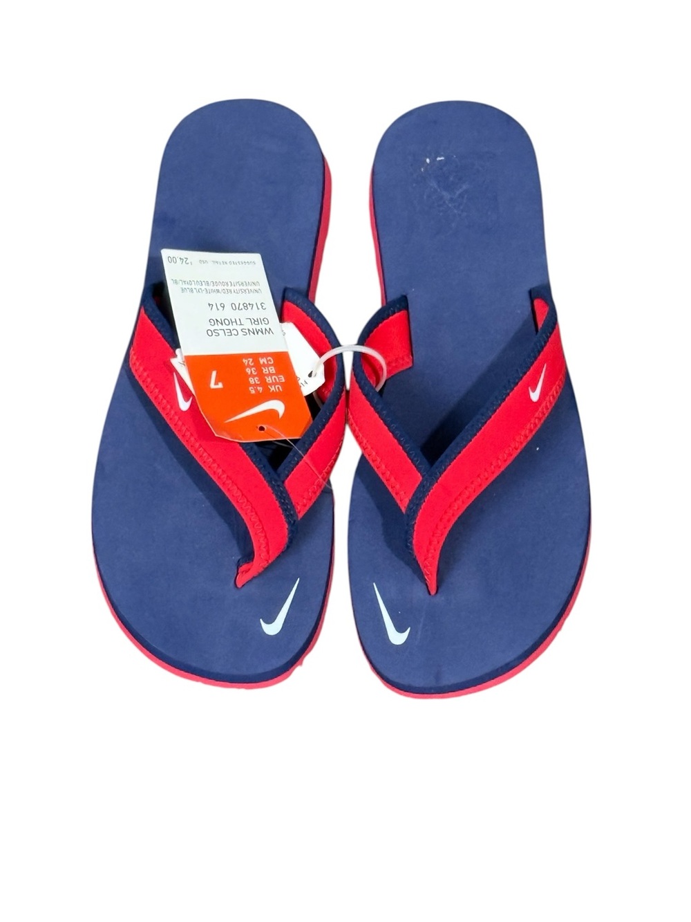 Nike Women’s Celso Navy & Red Flip Flops - Comfortable Beach Sandals NWT